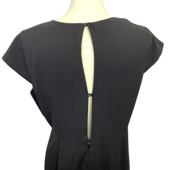 RW & Co Midi Dress Womans Size 14 Black Cap Sleeve Keyhole Back Front Slit Party - Picture 5 of 7